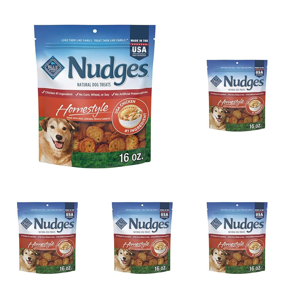 Blue Buffalo Nudges Chicken Homestyle Natural Dog Treats, Pot-Pie-Inspired Recipe, Healthy Reward or Training Treat, Made in the USA with Real Chicken, No Artificial Preservatives, 16 oz.