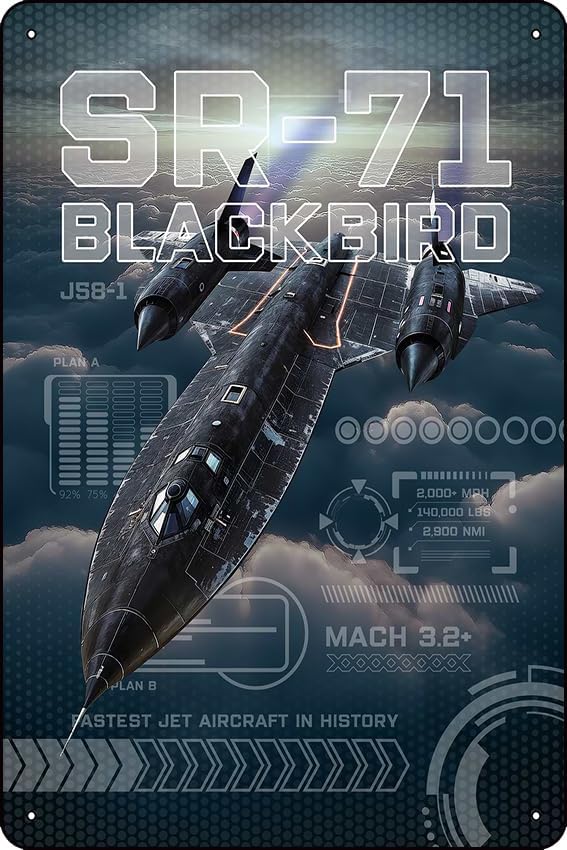 SR-71 Blackbird Jet Metal Tin Vintage Sign 12 X 8 Inch Game Room Man Cave Wall Decor