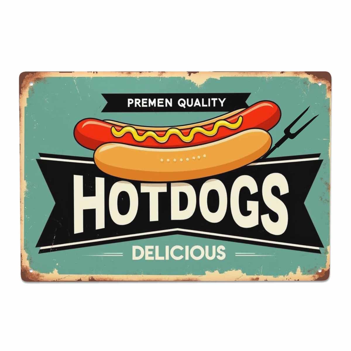 AOYEGO Steak Tin Sign,Beef Meat Delicious Fire Hot Fork Block Protein Food Restaurant Vintage Metal Tin Signs for Cafes Bars Pubs Shop Wall Decorative Funny Retro Signs for Men Women 8x12 Inch
