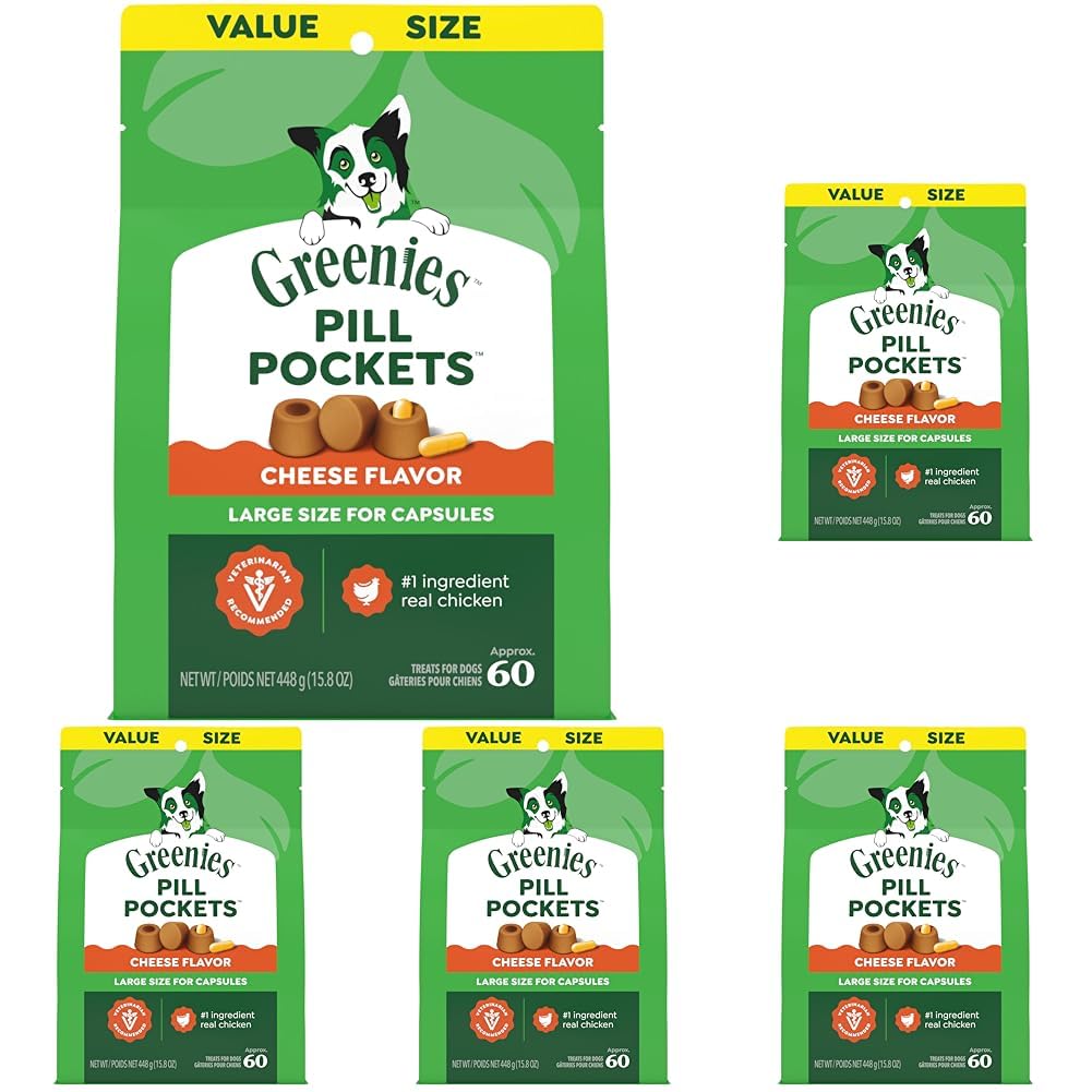Greenies Pill Pockets for Dogs Large Size, Dog Treat Pouch for Capsule Medication, Peanut Butter Flavor, 15.8 oz. Pouch