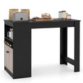 Giantex 48" Dining Table, Counter Height Bar Table with Storage Cabinet, Wine Rack, Compartment & Adjustable Shelf, Modern Bistro Tables for Home, Coffee Shop, Kitchen, Pub, Black & Gray