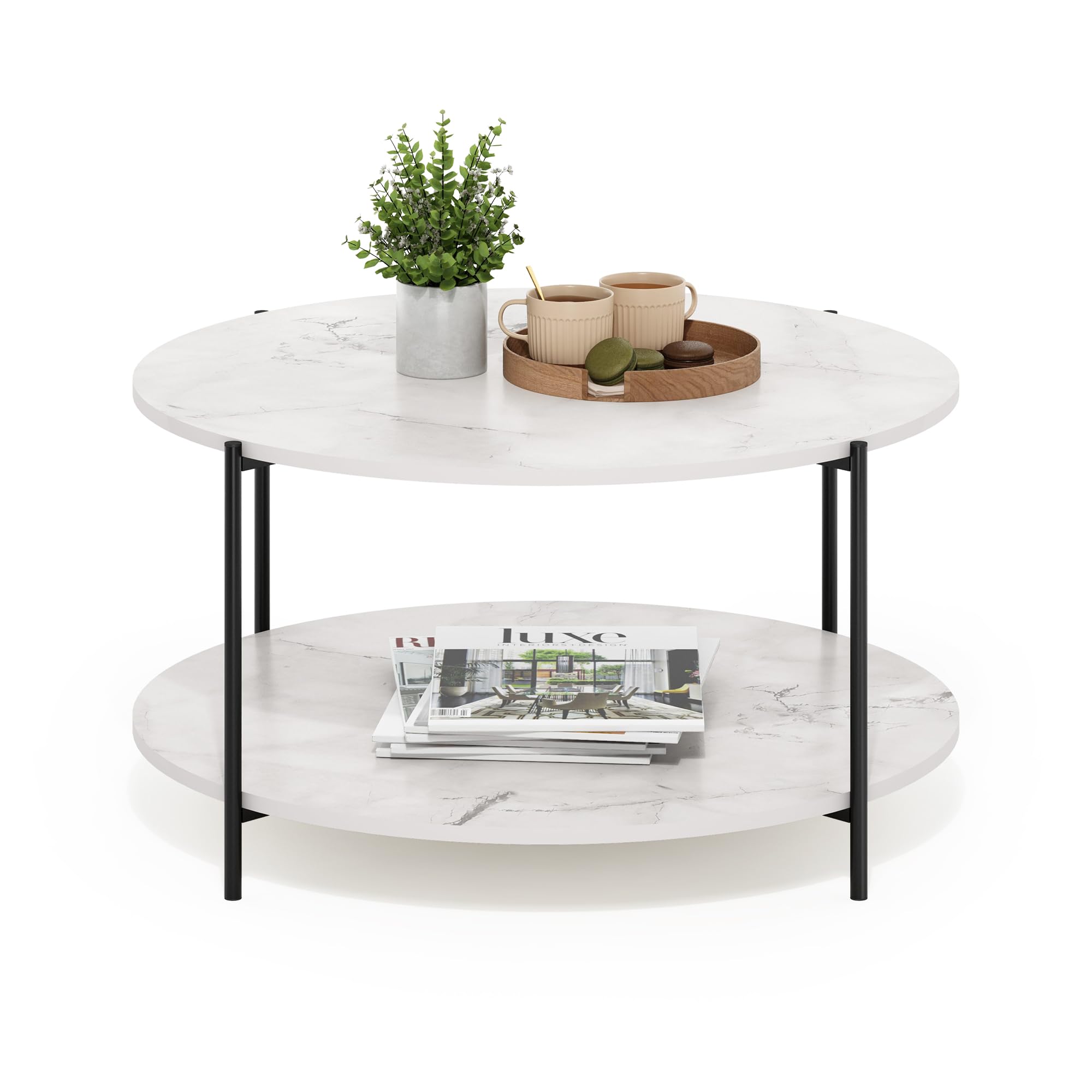 Furinno Simple Design Coffee Table, French Oak Grey/Black