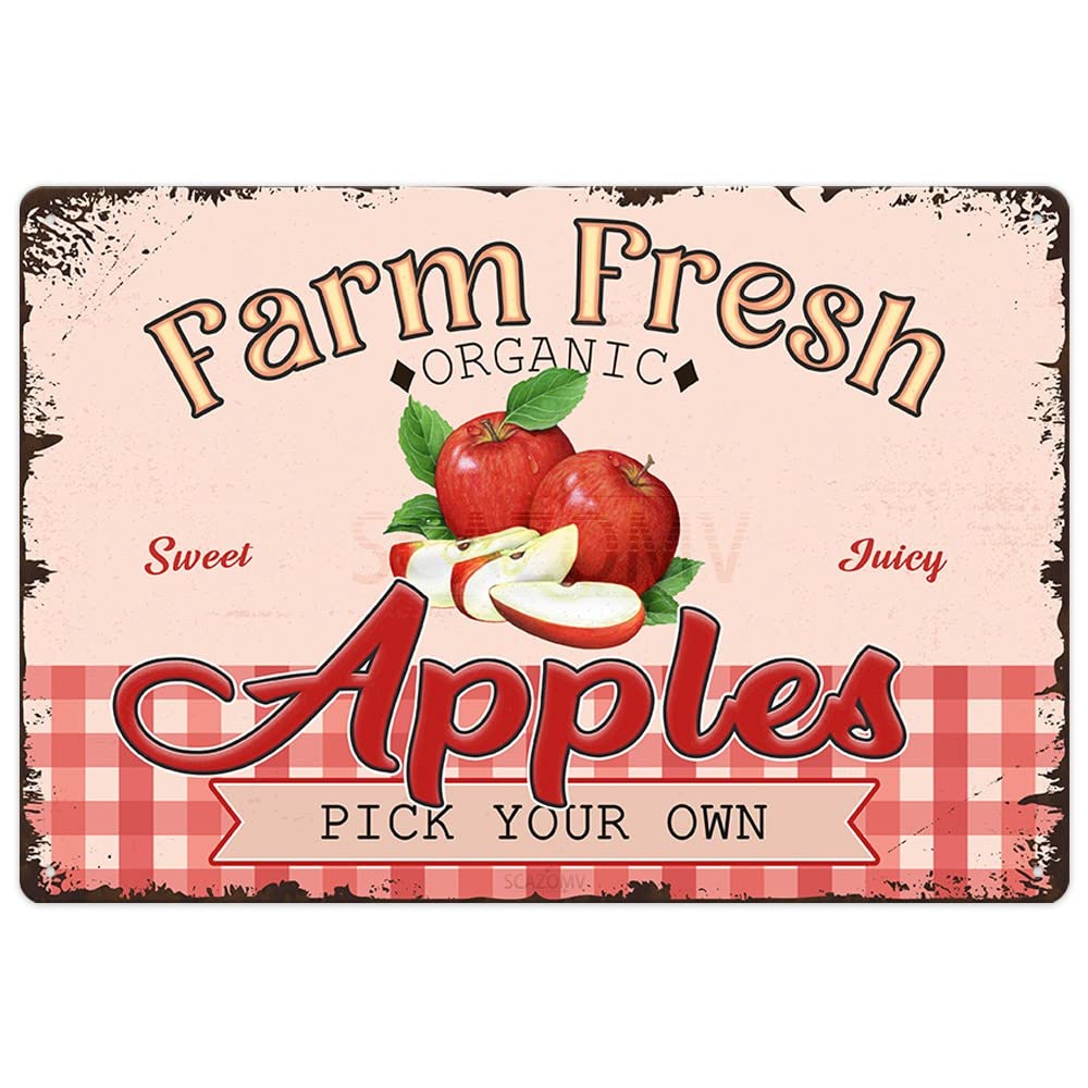 Farm Fresh Sweet Juicy Lemons Vintage Metal Tin Sign, Retro Fruit Poster Decorative Wall Art Signage, Farmhouse Country Market Kitchen Bar Home Decor, 12" X 8"