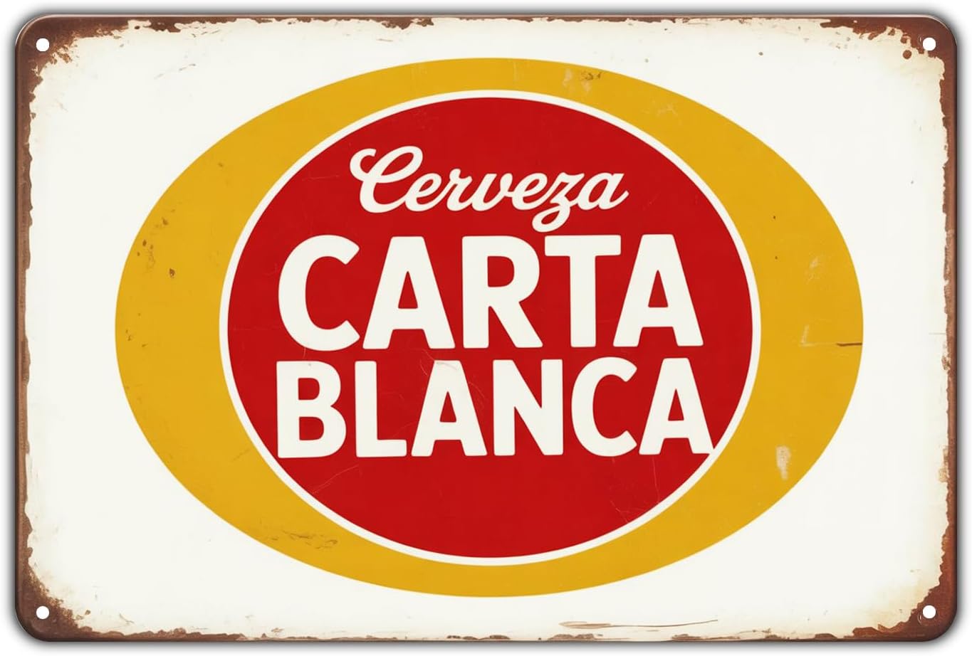 Cerveza Carta Blanca Vintage Mexican Beer Metal Tin Sign, Retro Wall Decor, 8 x 12 Inch, Rectangular