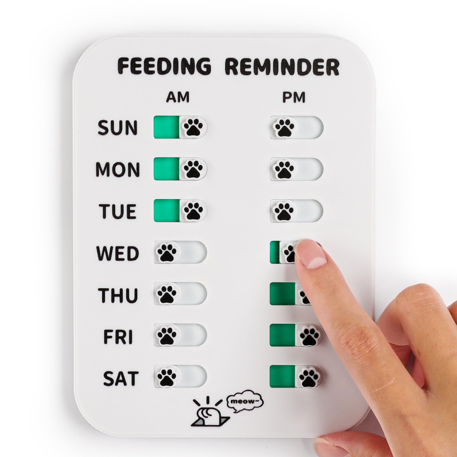 YAUYIK Dog Feeding Reminder, Magnetic OR Double Sided Adhesive Application, AM/PM Daily Chart Signs, Helps You Track Pets Feeding & Medication, Easy to Use on Fridge, Wall, Food Storage Bin (Silver)