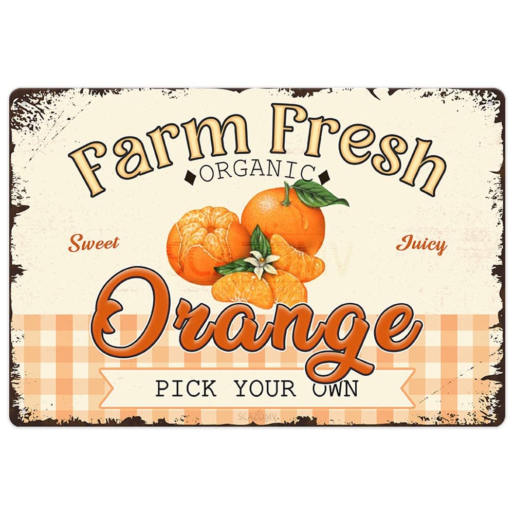Farm Fresh Sweet Juicy Lemons Vintage Metal Tin Sign, Retro Fruit Poster Decorative Wall Art Signage, Farmhouse Country Market Kitchen Bar Home Decor, 12" X 8"