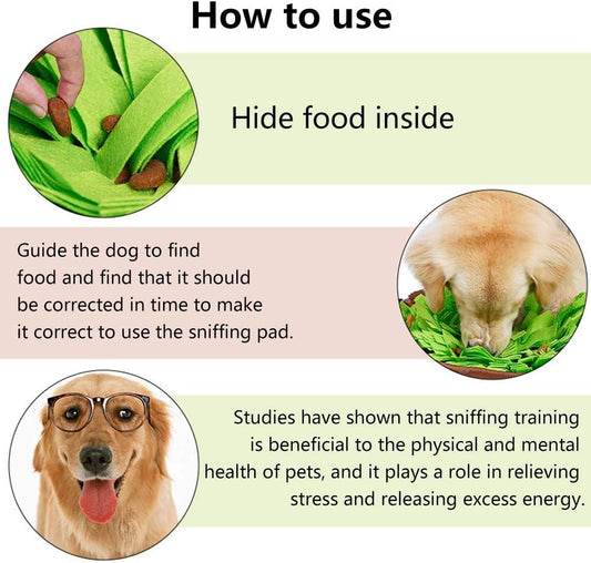 AWOOF Pet Snuffle Mat for Dogs, Interactive Feed Game for Boredom, Encourages Natural Foraging Skills for Cats Dogs Bowl Travel Use, Dog Treat Dispenser Indoor Outdoor Stress Relief