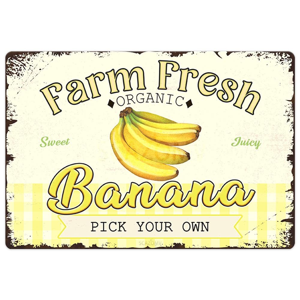 Farm Fresh Sweet Juicy Lemons Vintage Metal Tin Sign, Retro Fruit Poster Decorative Wall Art Signage, Farmhouse Country Market Kitchen Bar Home Decor, 12" X 8"