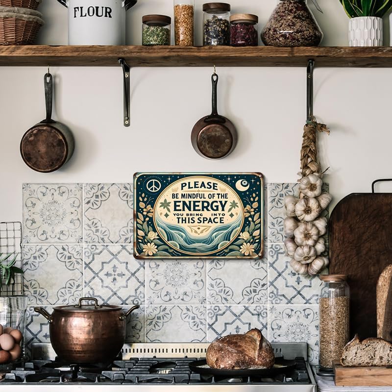 Wall Decor Sign Bedroom Door Decor Please Be Mindful Of The Energy You Bring Into This Space Signs Spiritual Decor Hanging Signs 12x8 Inches