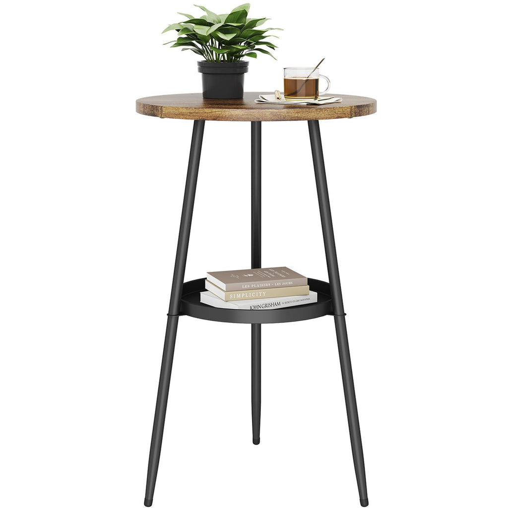 Small Round Side Table Metal End Table Outdoor Black Side Table Mid-Century Modern Accent Table for Office Bedroom Balcony and Small Spaces.