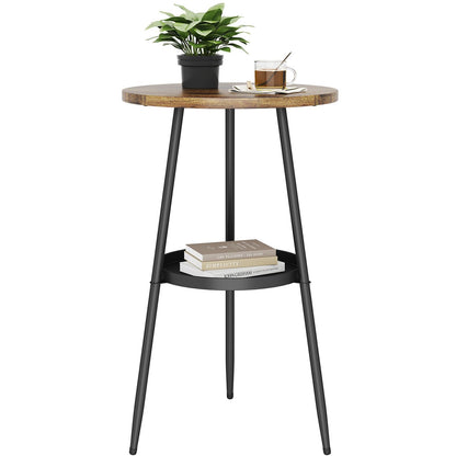 Small Round Side Table Metal End Table Outdoor Black Side Table Mid-Century Modern Accent Table for Office Bedroom Balcony and Small Spaces.
