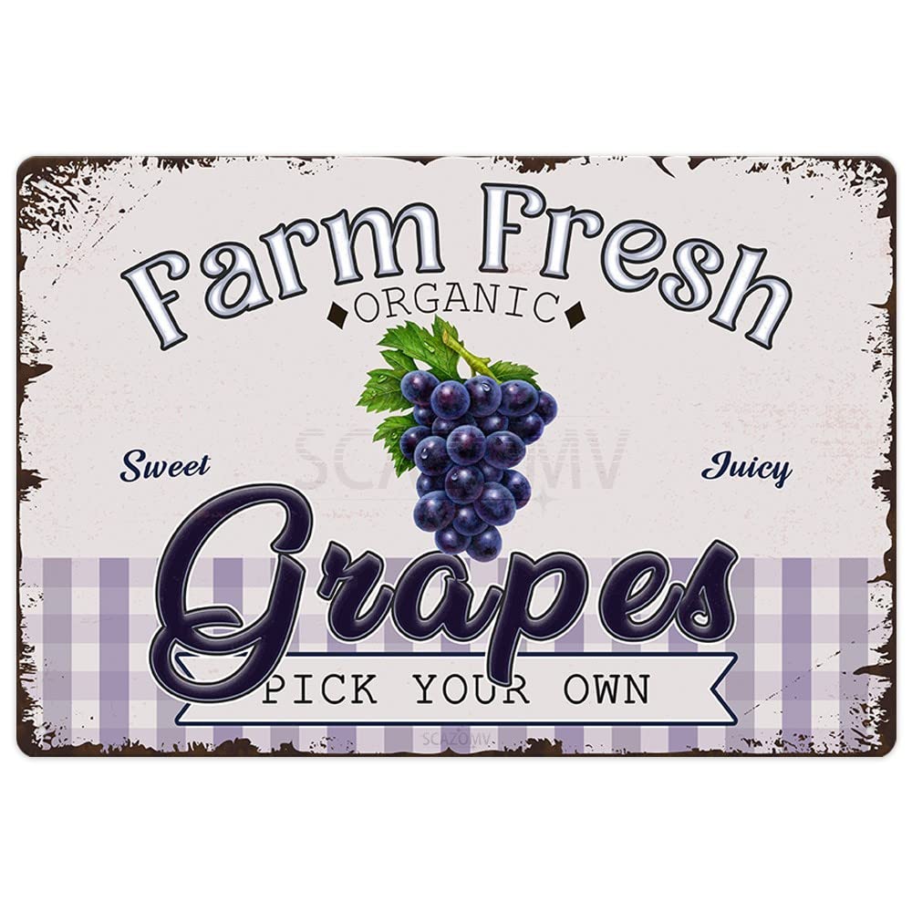 Farm Fresh Sweet Juicy Lemons Vintage Metal Tin Sign, Retro Fruit Poster Decorative Wall Art Signage, Farmhouse Country Market Kitchen Bar Home Decor, 12" X 8"