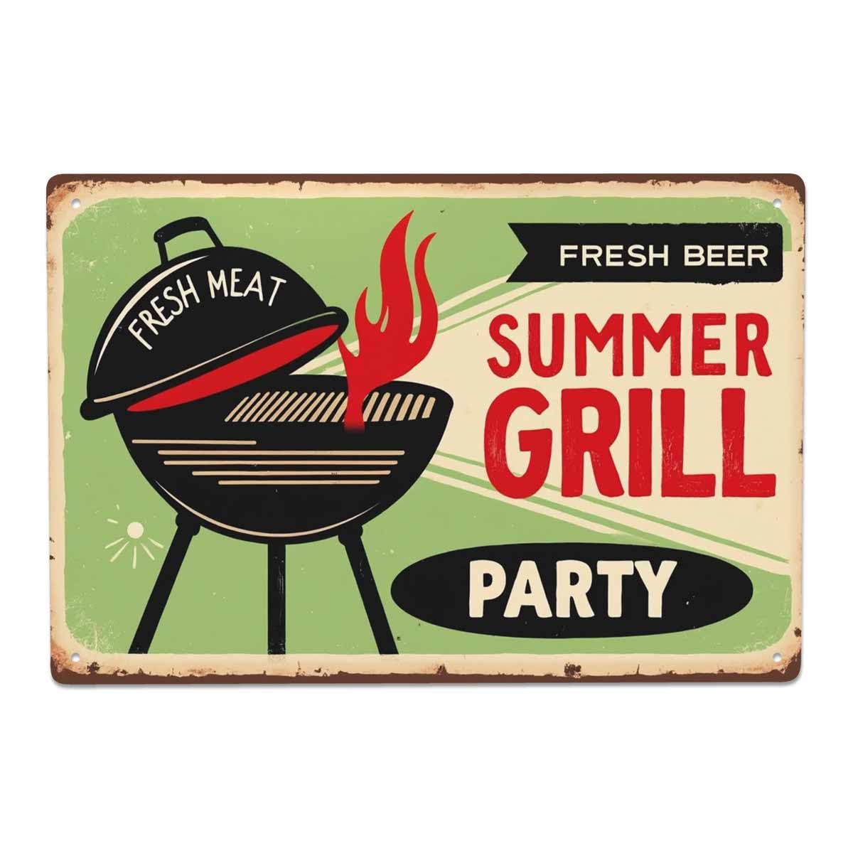 AOYEGO Steak Tin Sign,Beef Meat Delicious Fire Hot Fork Block Protein Food Restaurant Vintage Metal Tin Signs for Cafes Bars Pubs Shop Wall Decorative Funny Retro Signs for Men Women 8x12 Inch
