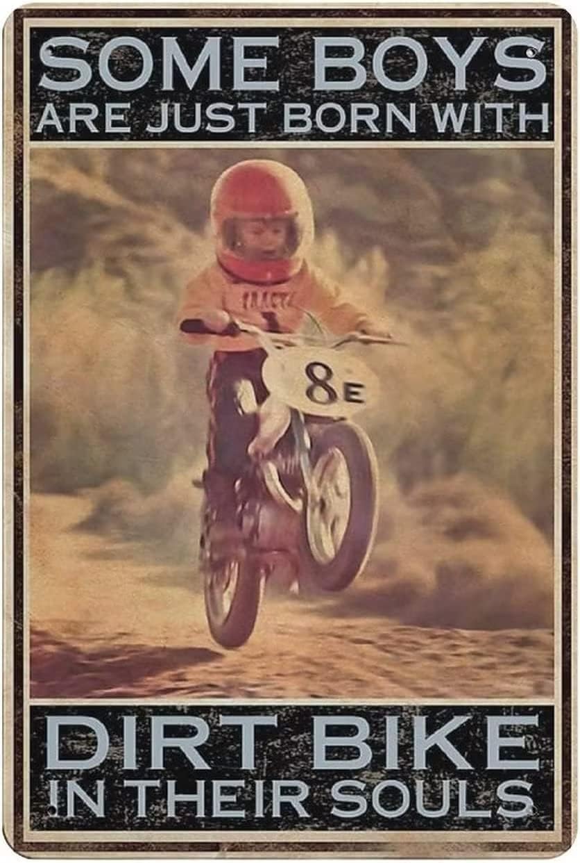 Vintage Motorcycle Metal Tin Sign, Decorative Wall Plaque, 8 x 12 inches, Rustic Design