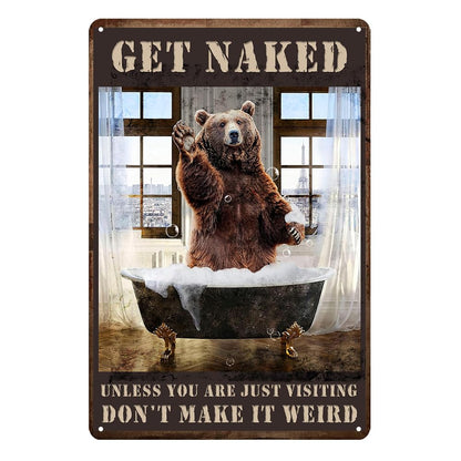 Bear Bathroom Decor Funny Bear Cabin Wall Art Mountain Bathroom Accessories Rustic Bear Pictures Wall Decor Metal Tin Sign Drinking Water Wall Art Decor 8x12 Inch