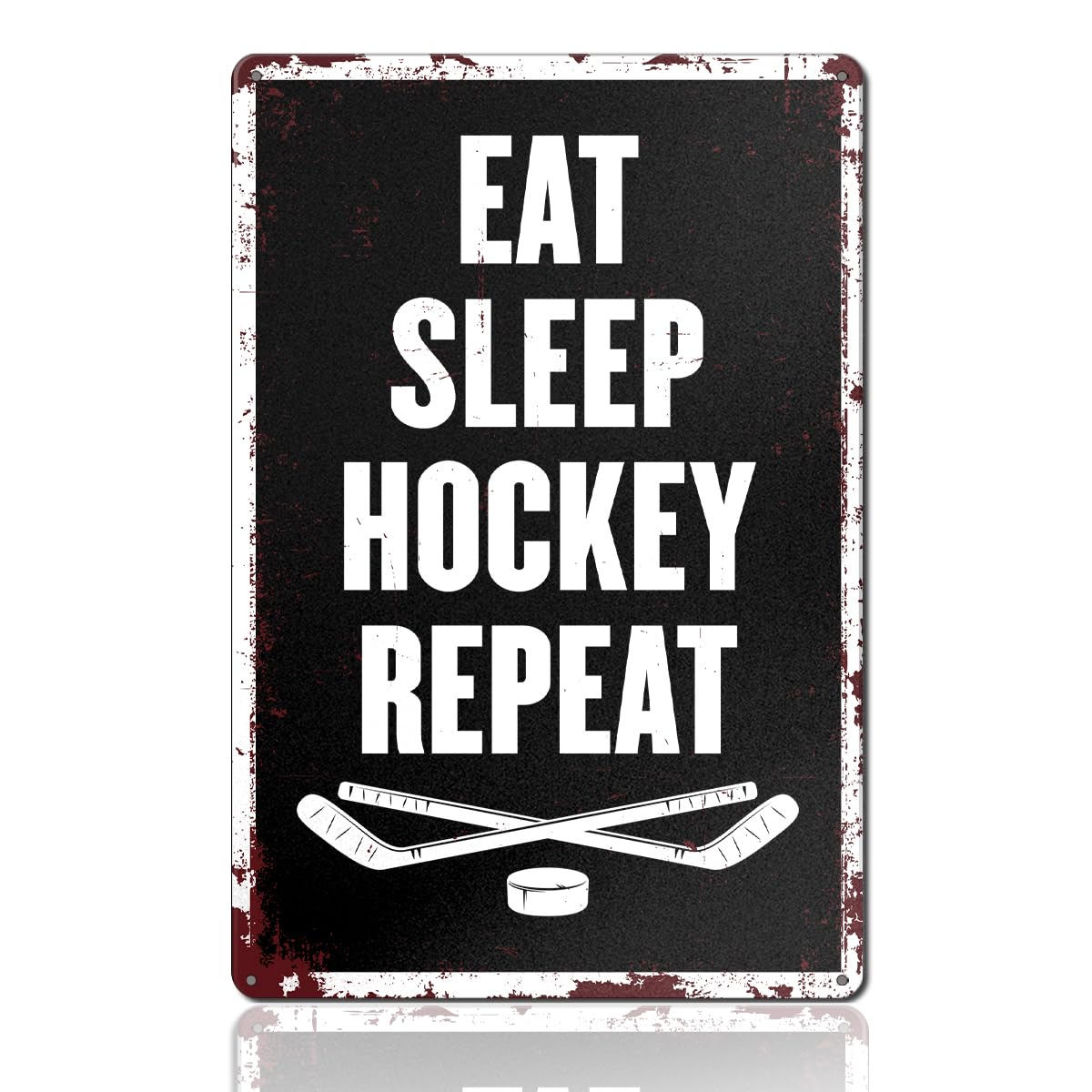 Hockey Gifts for Boys 8-12 Hocky Metal Sign Room Decor Vintage "Caution Hockey Player's Room" Tin Sign for Boys Room and Bedroom Man Cave Wall Art Sports Decor 8x12 Inch