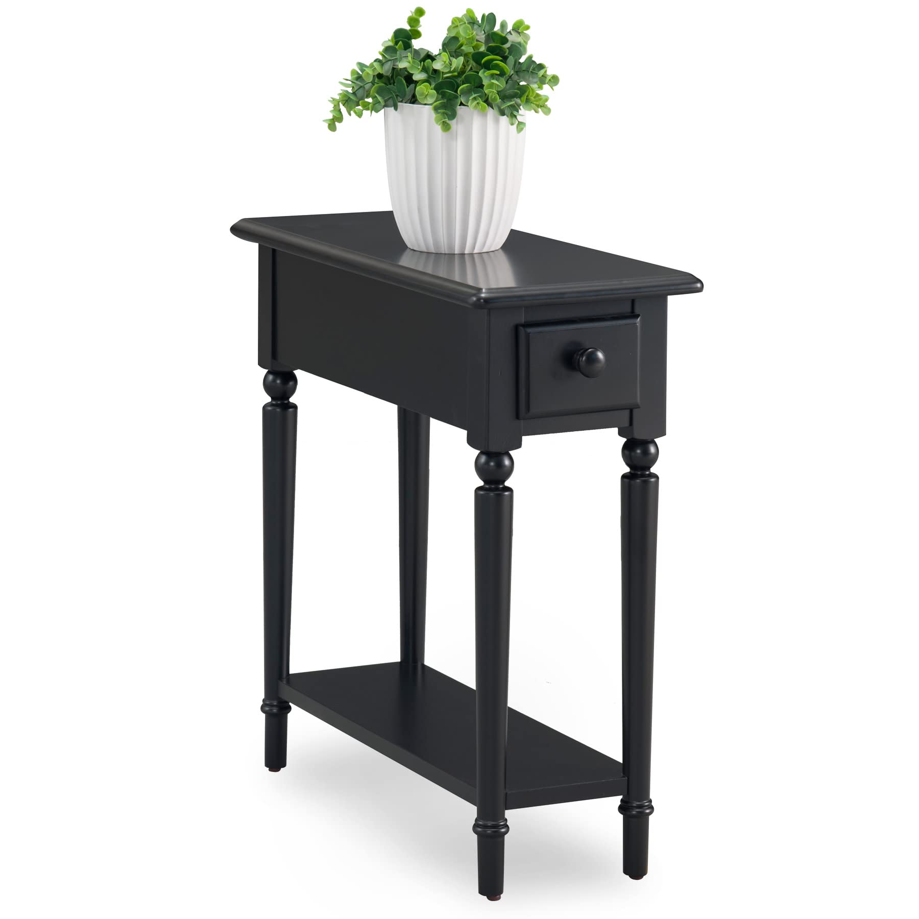 Leick Home Mission End Table, Solid Wood, 1 Storage Drawer, Bottom Display Shelf, Narrow, Slatted Sides, Easy-Assembly, Medium Oak, 22.5 in L x 12 in W x 24 in H, 8202