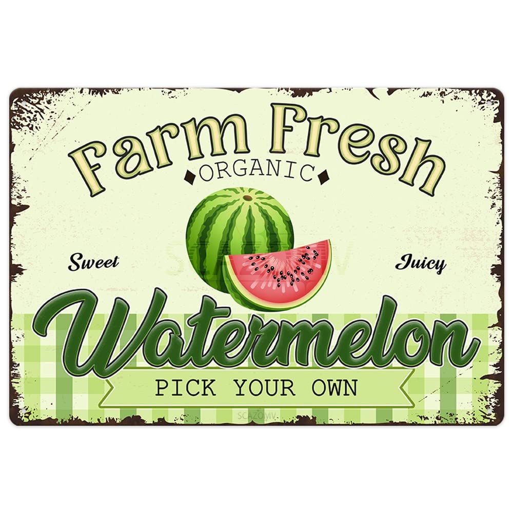 Farm Fresh Sweet Juicy Lemons Vintage Metal Tin Sign, Retro Fruit Poster Decorative Wall Art Signage, Farmhouse Country Market Kitchen Bar Home Decor, 12" X 8"
