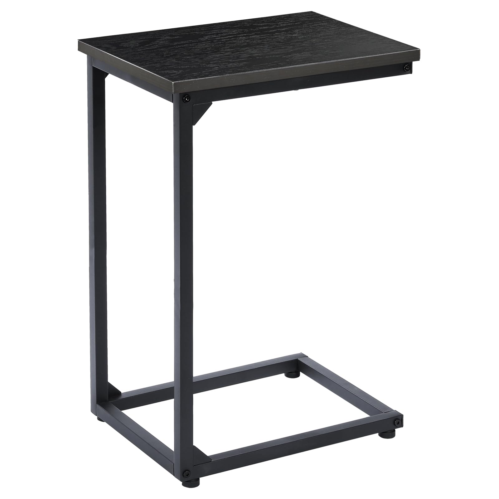 AMHANCIBLE C Shaped End Table Set of 2, Couch Side Table that Slide Under Sofa, Narrow Small Space TV Trays for Living Room, Bedroom, Black, HET02CBK