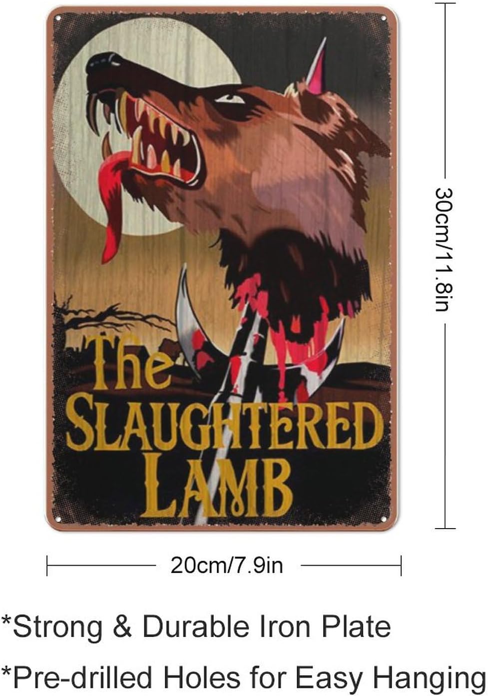 Vintage Style John Landis Inspired - Slaughtered Lamb Pub Sign - American Werewolf in London Movie Prop tin Sign Print,Coffee bar, Living Room, Farmhouse, tin Sign Wall Decoration 8x12 inch