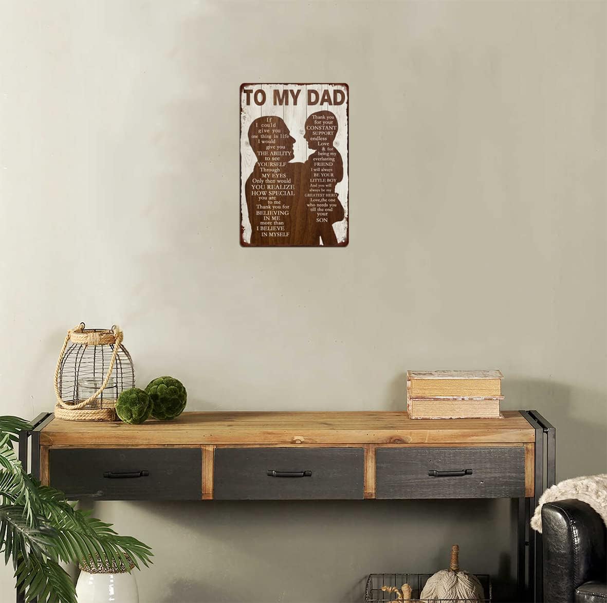 To My Dad Metal Sign Father's Day Tin Sign Vintage Home Wall Decor Signs Birthday Gift For Dad From Son For Man Cave 8x12 Inch