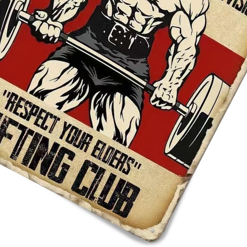 Old Man Gym Sign Home Gym Decor Gym Sign Gym Poster Masters Division Respect Your Elders Fitness Metal Sign Weightlifting Posters Gym Posters For Home Gym Motivational Wall Art Decorations 8x12 Inch