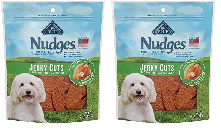 Blue Buffalo Nudges Chicken Jerky Bites Natural Dog Treats, Tender & Meaty Dog Snacks, Healthy Reward or Training Treat, Made in the USA with Real Chicken, No Artificial Preservatives, 16 oz.