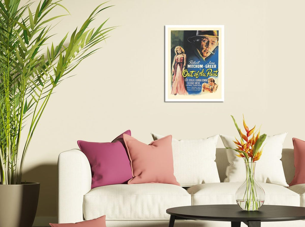 Out of the Past - Starring Robert Mitchum Jane Greer - Vintage Film Noir Movie Poster by William Rose c.1947-8 x 12 inch Vintage Metal Tin Sign