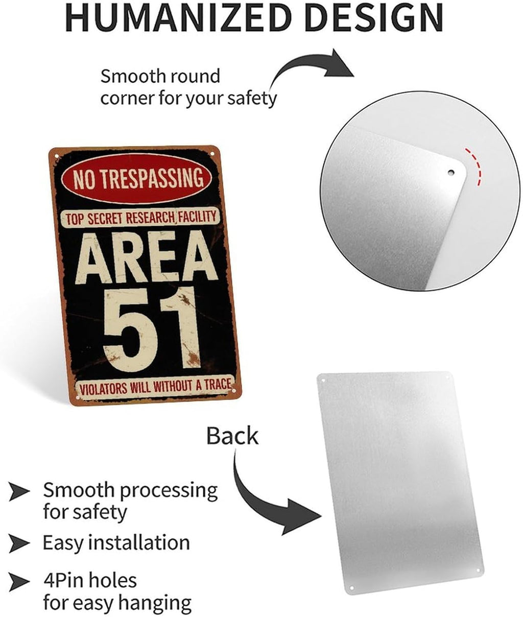 Area 51 Tin Sign Aluminum Metal Sign Posters 8x12 Inch For Living Room Bedroom Bathroom Decoration