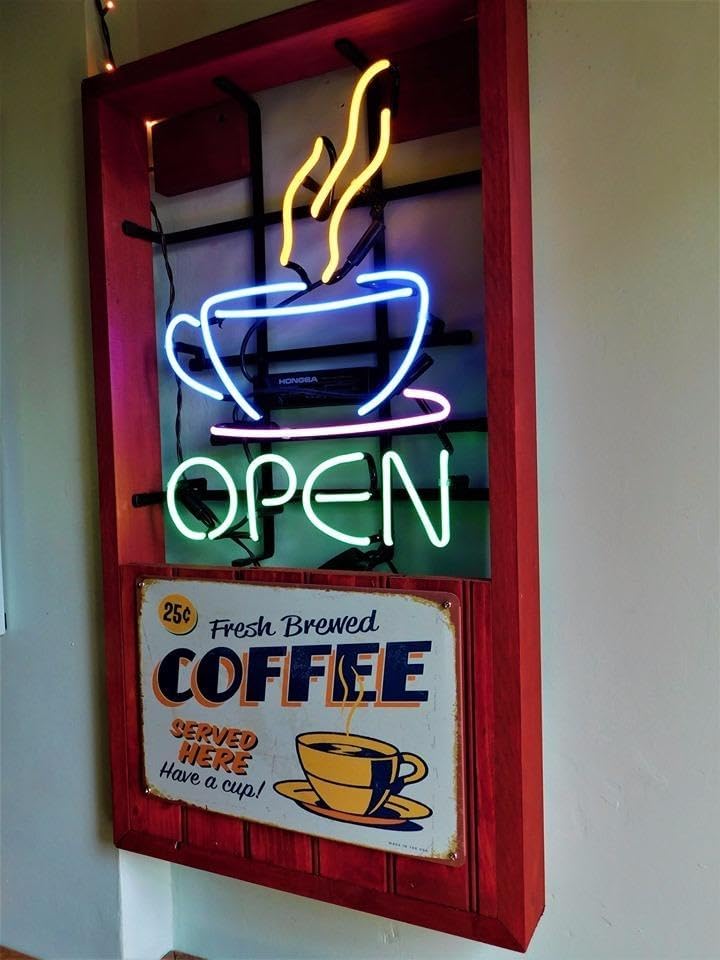 ERLOOD Fresh Brewed Coffee Served Here Have a Cup- Metal Retro Decor Vintage Tin Sign 12 X 8