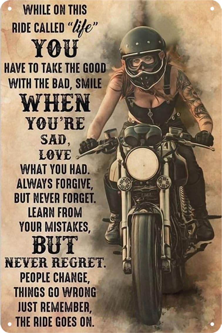 Vintage Motorcycle Metal Tin Sign, Decorative Wall Plaque, 8 x 12 inches, Rustic Design