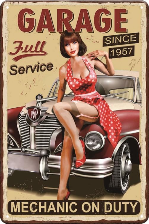 Vintage Racing Metal Sign, Retro Garage Tin Sign, Car Lover Gift,Wall Decor for Bar, Cafes Pubs,Outdoor Patio Man Cave,Cars Room, 8x12 Inches (Garage-04)