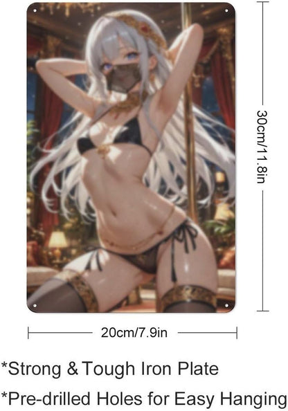 Sexy Hot Titties Boobs Lewd Hentai Anime Girl Poster Metal Tin Sign Decor - 8x12 inches Bar Pub Garage Man Cave Wall Art,AH181