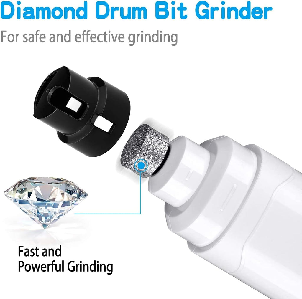 Casfuy Dog Nail Grinder Upgraded - Professional 2-Speed Whisper-Quiet Electric Pet Nail Trimmer Painless Paws Grooming & Smoothing for Small Medium Large Dogs & Cats (White)