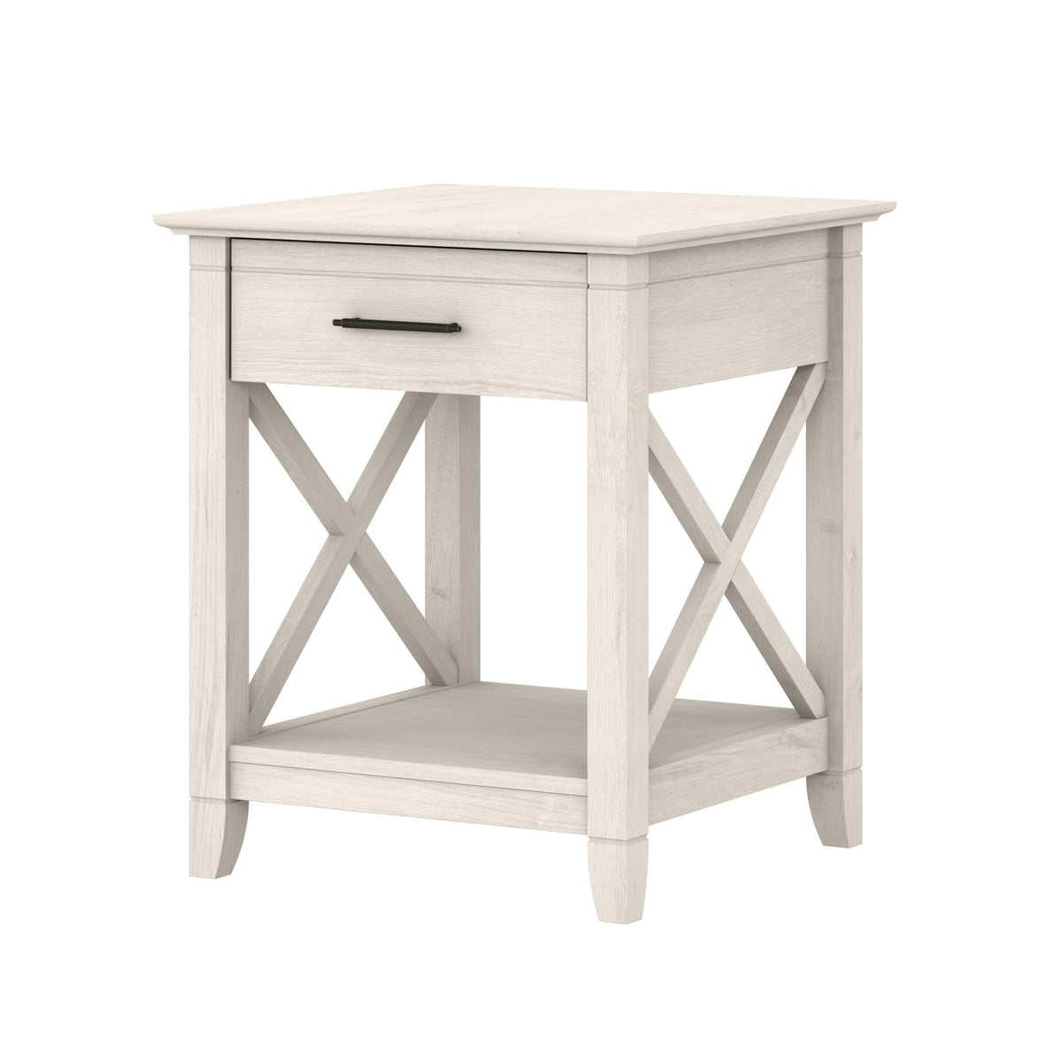 Bush Home End Table with Drawer, Nightstand with Storage, Living Room and Bedroom Furniture, Key West Collection, Washed Gray