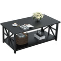 GreenForest Coffee Table for Living Room with Round Corners Farmhouse Style Center Table with Storage Shelf 39 Inch Space Saving Easy Assembly Gray Wash | for Living Room