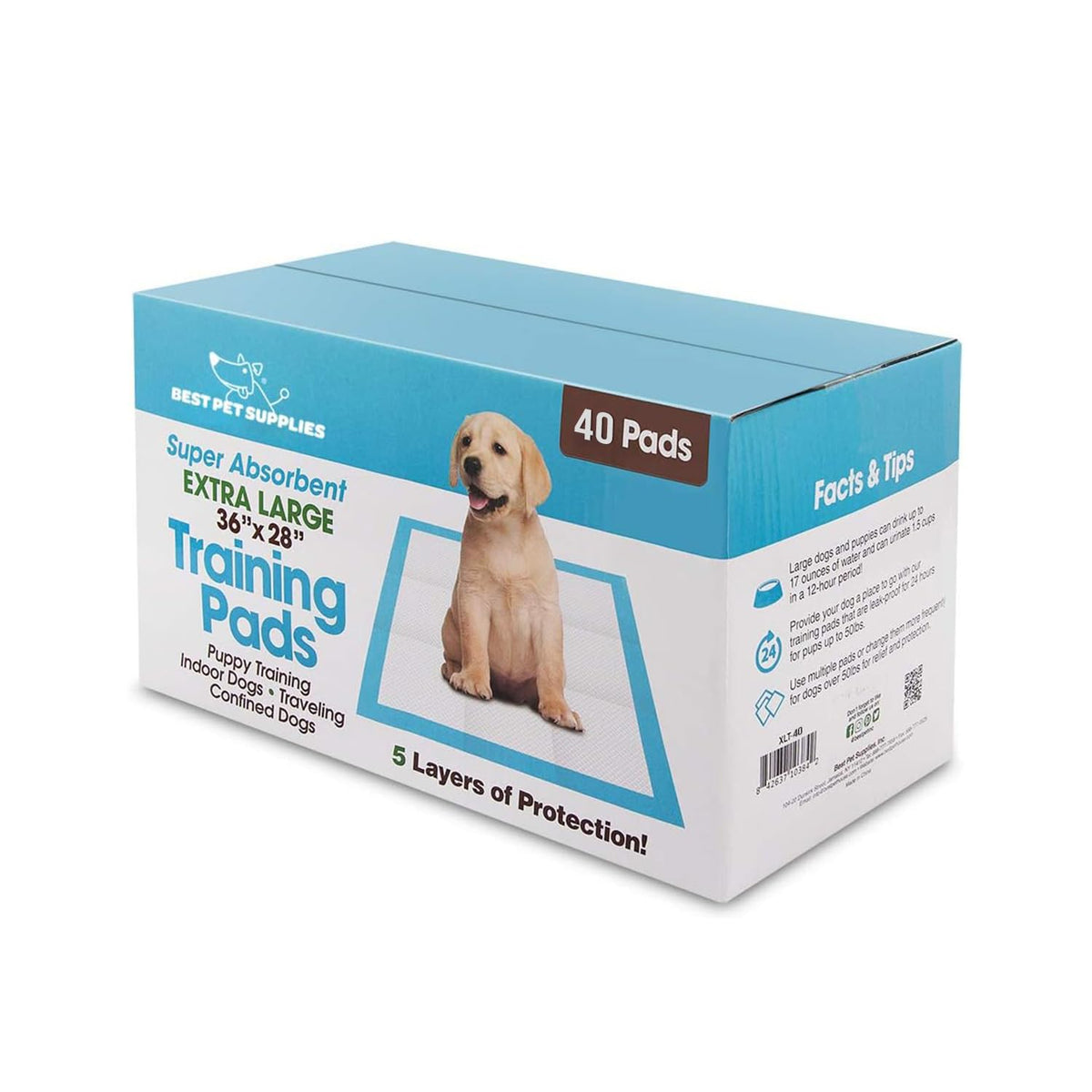 Best Pet Supplies XL (36 x 28 Inches) Puppy Pads 40 Count - Super Absorbent Dog Training Pads, Quick-Dry, Odor Control, Disposable Pee Pads, Leak-Proof Wee Wee Pads for Indoor Dogs – Baby Blue