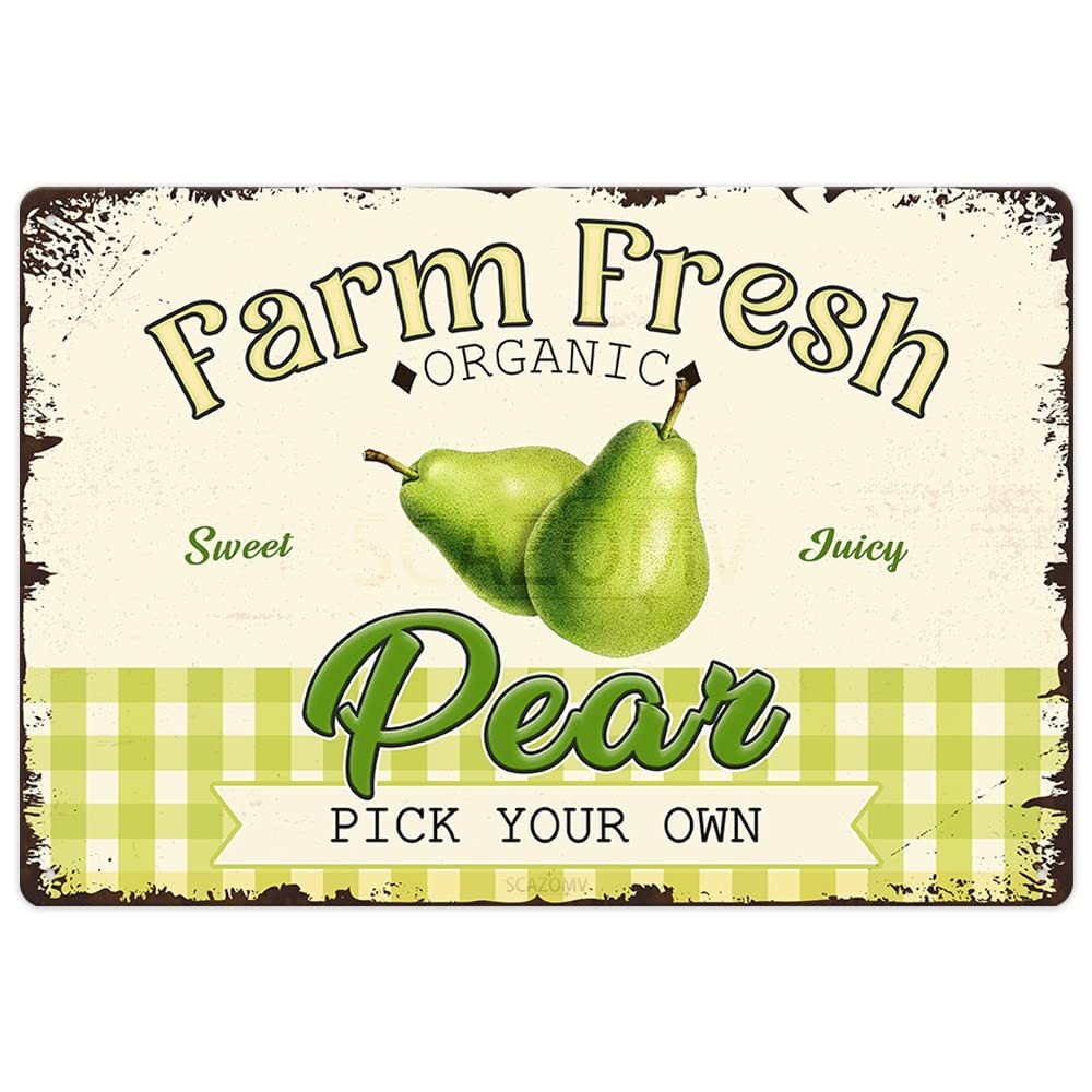 Farm Fresh Sweet Juicy Lemons Vintage Metal Tin Sign, Retro Fruit Poster Decorative Wall Art Signage, Farmhouse Country Market Kitchen Bar Home Decor, 12" X 8"