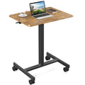 DUMOS Mobile Rolling Desk with Wheels Adjustable Height Small Standing Desks Portable Laptop PC Table Computer Workstation for Home Office Small Space Black