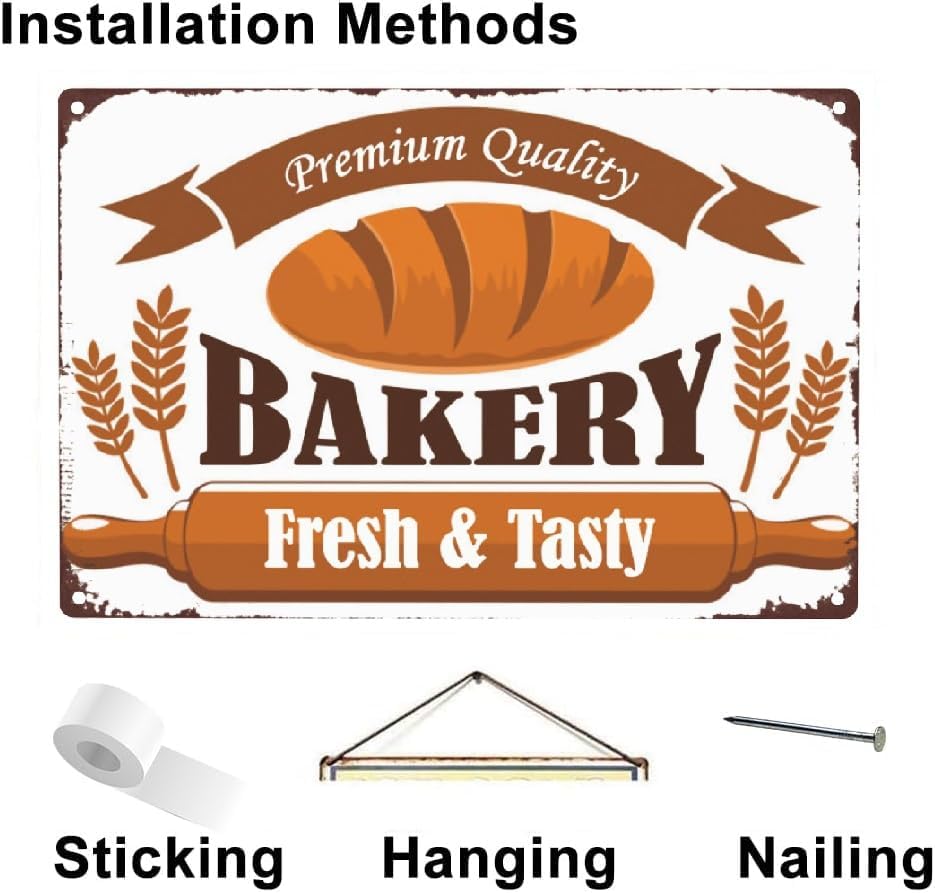 Man Cave Decor Premium Quality Bakery Vintage Metal Bakery Tin Signs Iron Painting Wall Bread Shop Dessert Shop 8x12 Inch