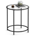 VASAGLE Round Side Table, Glass End Table with Metal Frame, Gold Coffee Table with Modern Style, for Living Room, Balcony, Bedroom, Gold Color