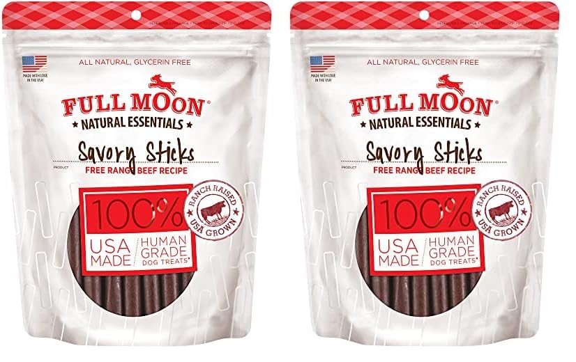 Full Moon All Natural Human Grade Dog Treats, Essential Beef Savory Sticks, 22 Ounce, 1.375 Pound (Pack of 1)