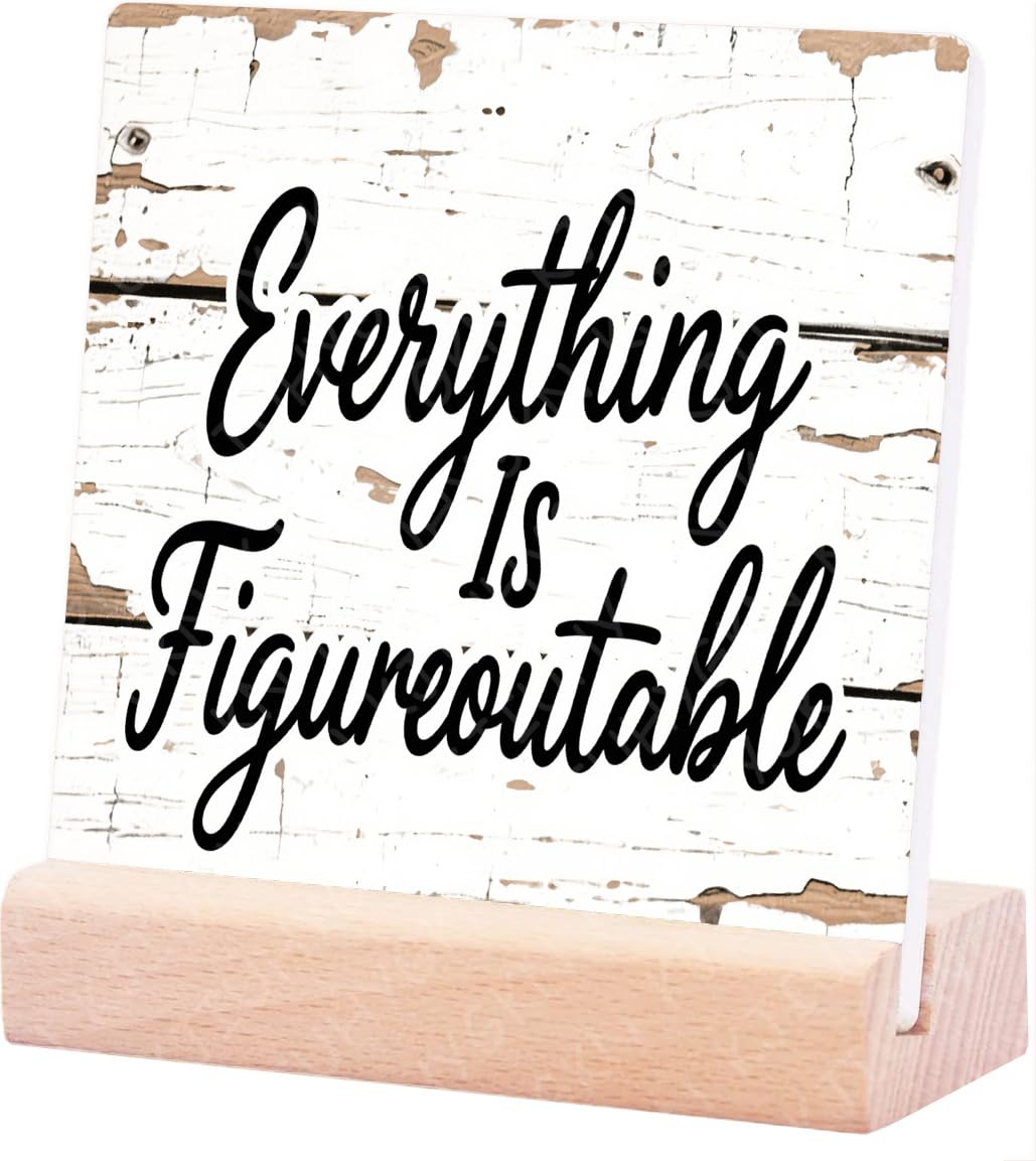 Everything Is Figureoutable Metal Wall Art - Inspirational Quote Tin Sign For Home & Office Decor - Vintage Motivational Poster - Rustic Metal Sign Gift 8X12Inch