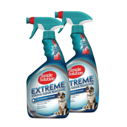 Simple Solution Extreme Pet Stain and Odor Eliminator Spray, Pee Stain Remover, Enzyme Cleaner, 3X Pro-Bacteria Cleaning Power, Dog Odor Remover, 32 oz