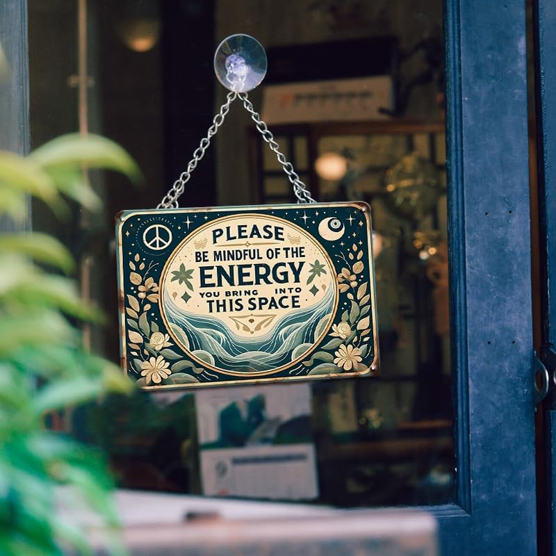 Wall Decor Sign Bedroom Door Decor Please Be Mindful Of The Energy You Bring Into This Space Signs Spiritual Decor Hanging Signs 12x8 Inches