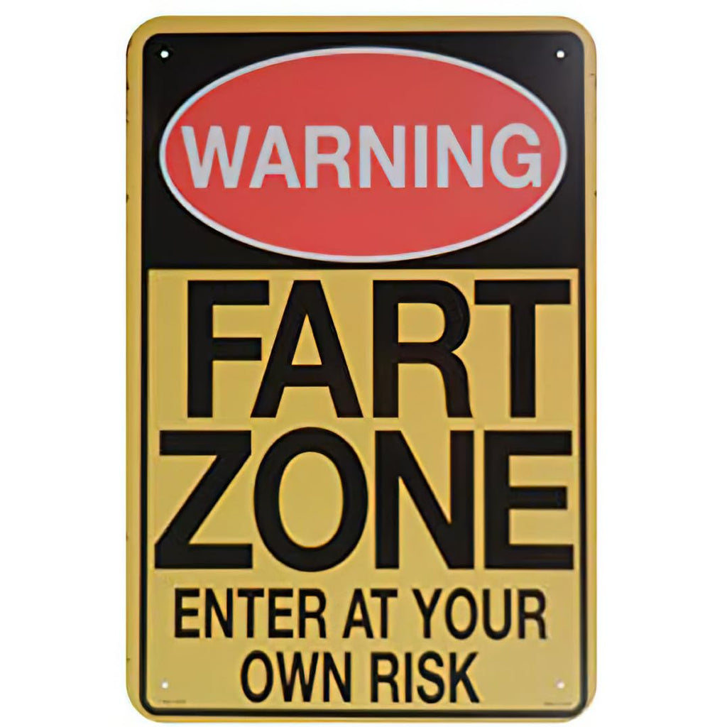 Warning Fart Zone Enter at Your Own Risk Funny Metal Tin Sign Wall Sign Plaque Poster for Home Bathroom Cafe Bar Pub Wall Decor 8x12Inch(15T40)