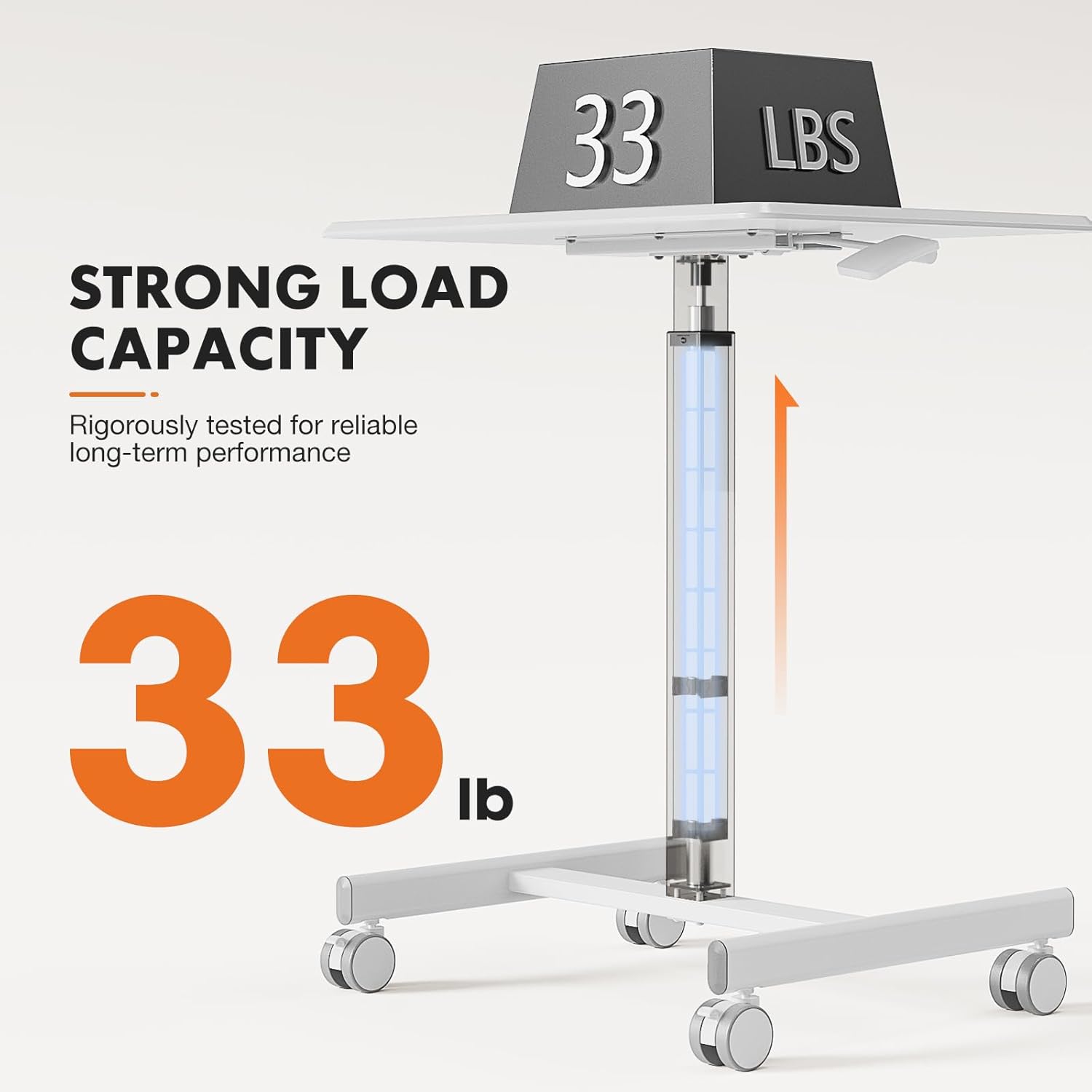Sweetcrispy Mobile Rolling Desk with Lockable Wheels, Small Standing Laptop Desks, Sit Stand Adjustable Height Table Portable, Computer Workstations for Home Office, White