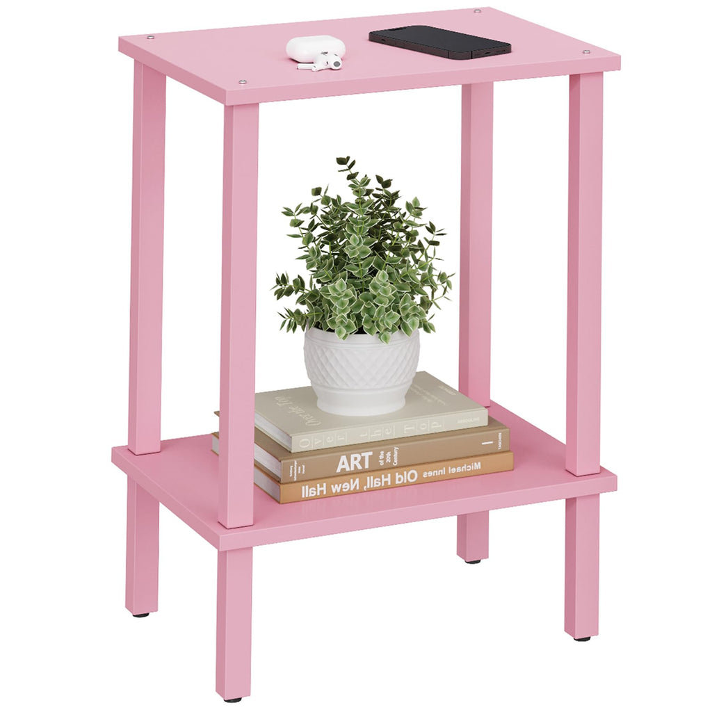 TUTOTAK End Table, Set of 2, Side Table, Nightstand, 2-Tier Storage Shelf, Sofa Table for Small Space, Living Room, Bed Room TB01BK035