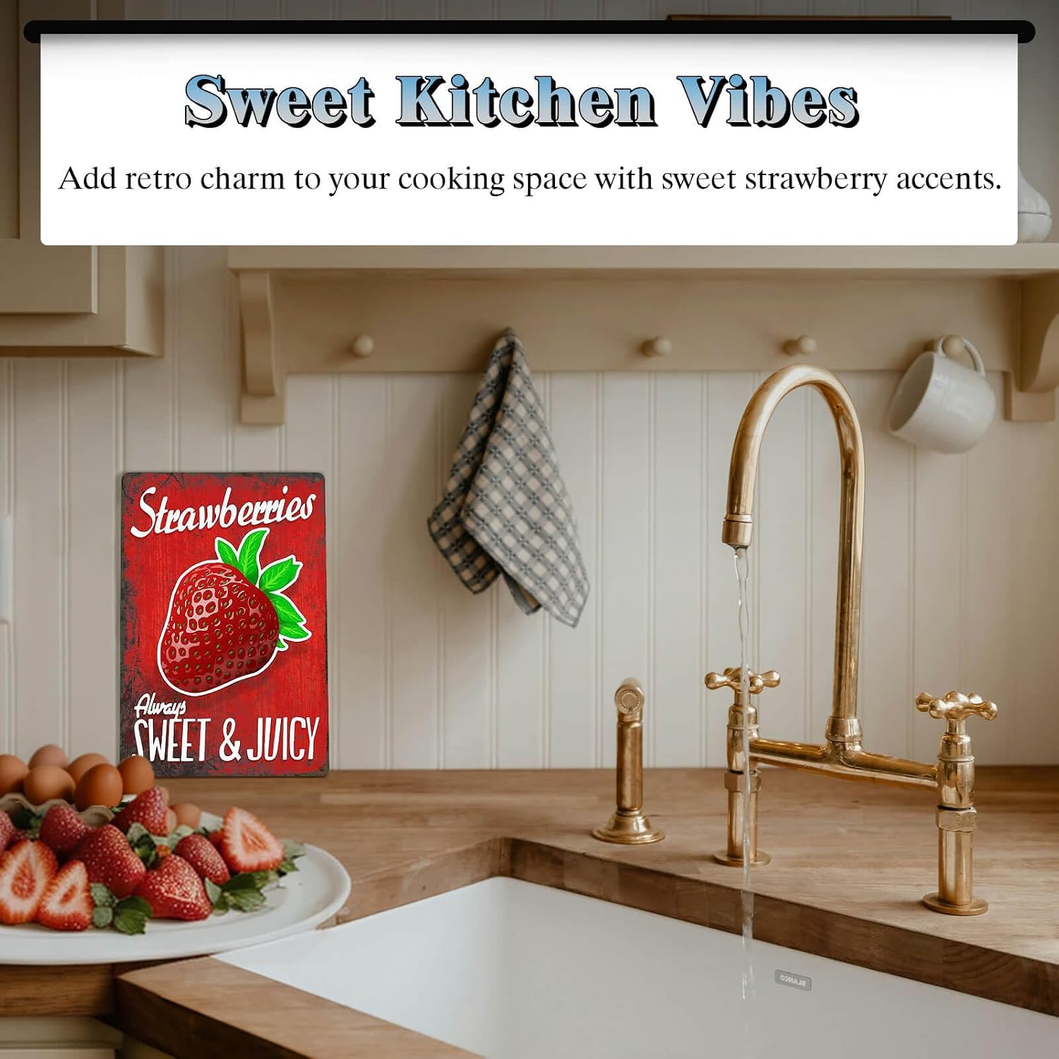 Wallors Vintage Retro Strawberry Berries Funny Fruits Vegetables Food Sweet Summer Tin Signs Home Kitchen Metal Sign 8x12 Wall Decor