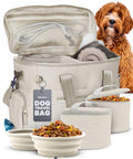 The Original Doggy Bag™ - Complete Dog Travel Bag for Supplies with 2 BPA-Free Travel Dog Bowls & 2 Pet Food Containers - Traveling Kit for Road Trips, Camping, Weekend Away or Doggy Gift: Beige